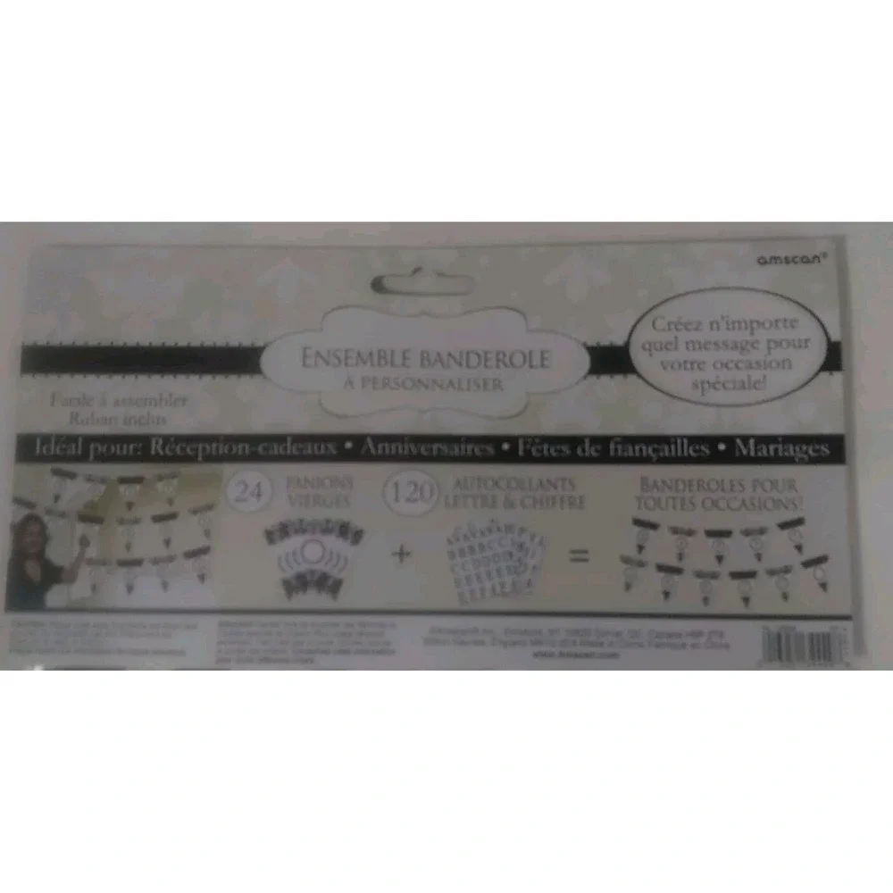 Party Banner Kit Personalized Amscan Black White Polka Dots Floral Scroll Create